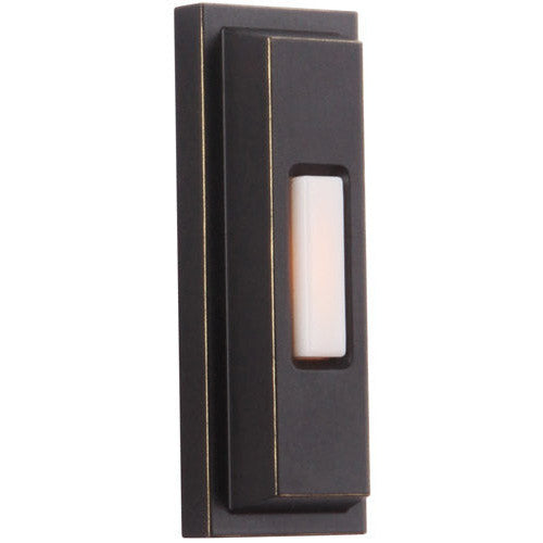 Surface Mount LED Lighted Push Button, Beveled Rectangle in Antique Bronze CRAFTMADE