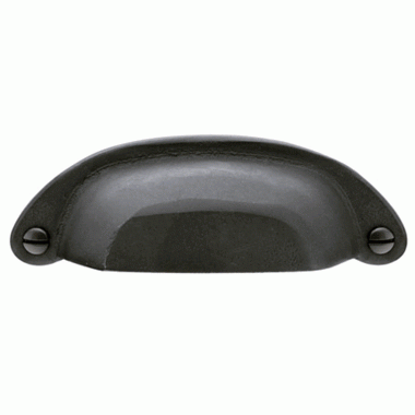 3 1/2 Inch (3 Inch c-c) Sandcast Bronze Ranch Bin Pull (Flat Black Finish) EMTEK