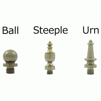 3 1/2 Inch X 3 1/2 Inch Solid Brass Hinge Interchangeable Finials (Square Corner, White Bronze Light Finish) DELTANA