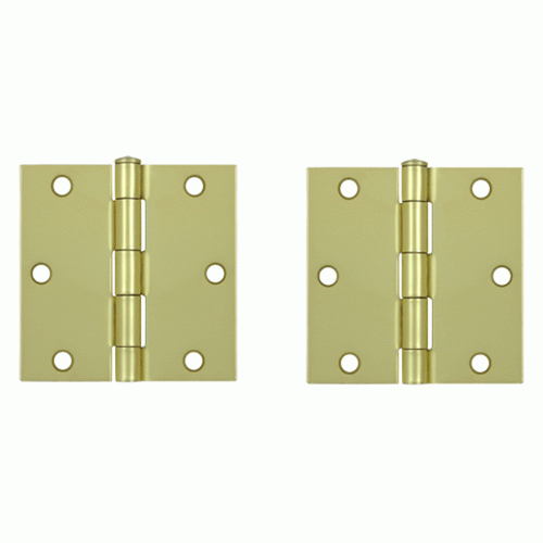 3 1/2 Inch x 3 1/2 Inch Steel Hinge (Brushed Brass Finish) DELTANA