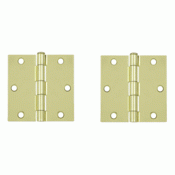 3 1/2 Inch x 3 1/2 Inch Steel Hinge (Polished Brass Finish) DELTANA