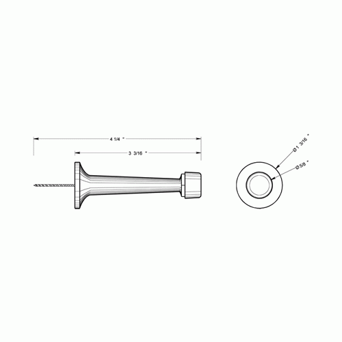 3 1/4 Inch Solid Brass Baseboard Door Bumper (Polished Nickel Finish) DELTANA