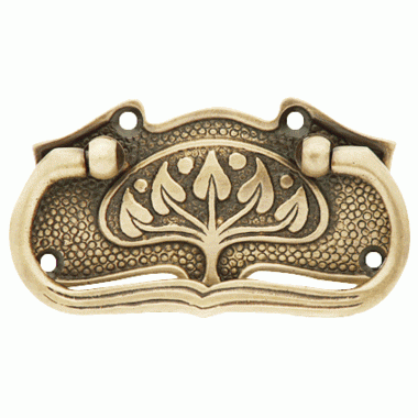 3 3/4 Inch Leaf Pattern Solid Brass Drawer Pull - Hand Hammered Design (Antique Brass Finish) COPPER MOUNTAIN HARDWARE