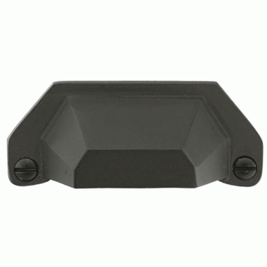 3 3/8 Inch Overall (3 Inch c-c) Sandcast Bronze Bin Pull (Flat Black Finish) EMTEK