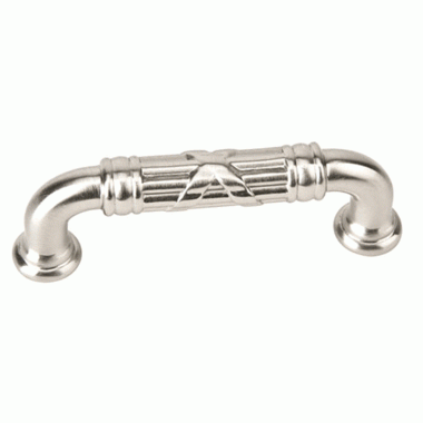 3 5/8 Inch (3 Inch c-c) Solid Brass Ribbon & Reed Fixed Pull - Estate (Brushed Nickel Finish) EMTEK