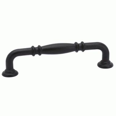 3 5/8 Inch (3 Inch c-c) Tuscany Bronze Ribbed Pull (Matte Black Finish) EMTEK