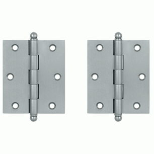 3 Inch x 2 1/2 Inch Solid Brass Cabinet Hinges (Brushed Chrome Finish) DELTANA