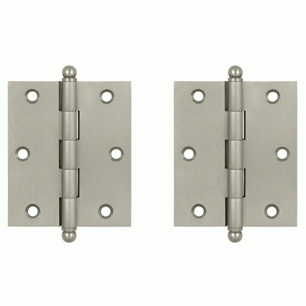 3 Inch x 2 1/2 Inch Solid Brass Cabinet Hinges (Brushed Nickel Finish) DELTANA