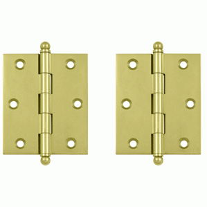 3 Inch x 2 1/2 Inch Solid Brass Cabinet Hinges (Polished Brass Finish) DELTANA