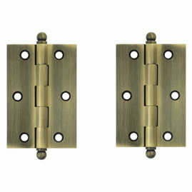 3 Inch x 2 Inch Solid Brass Cabinet Hinges (Antique Brass Finish) DELTANA