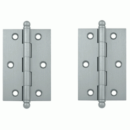 3 Inch x 2 Inch Solid Brass Cabinet Hinges (Brushed Chrome Finish) DELTANA