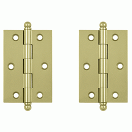 3 Inch x 2 Inch Solid Brass Cabinet Hinges (Unlacquered Brass Finish) DELTANA