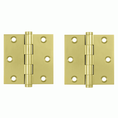 3 X 3 Inch Solid Brass Hinge Interchangeable Finials (Square Corner, Unlacquered Brass Finish) DELTANA