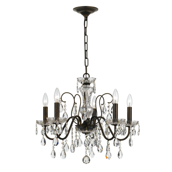 Crystorama Crystorama Butler 5 Light Hand Cut Crystal English Bronze Chandelier