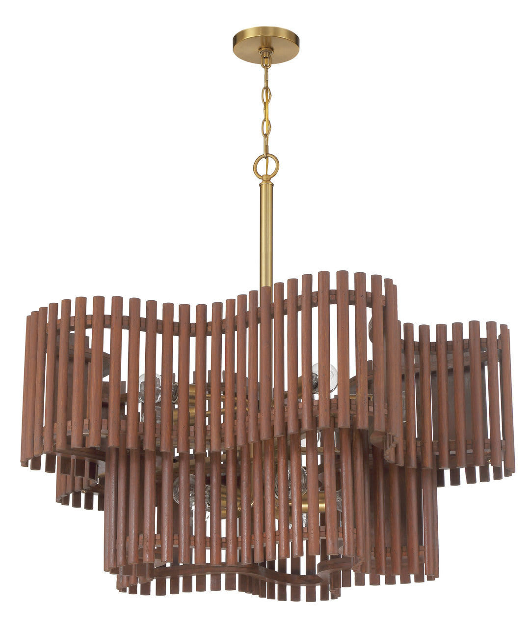 Freeform 10 Light Chandelier in Satin Brass/Walnut CRAFTMADE