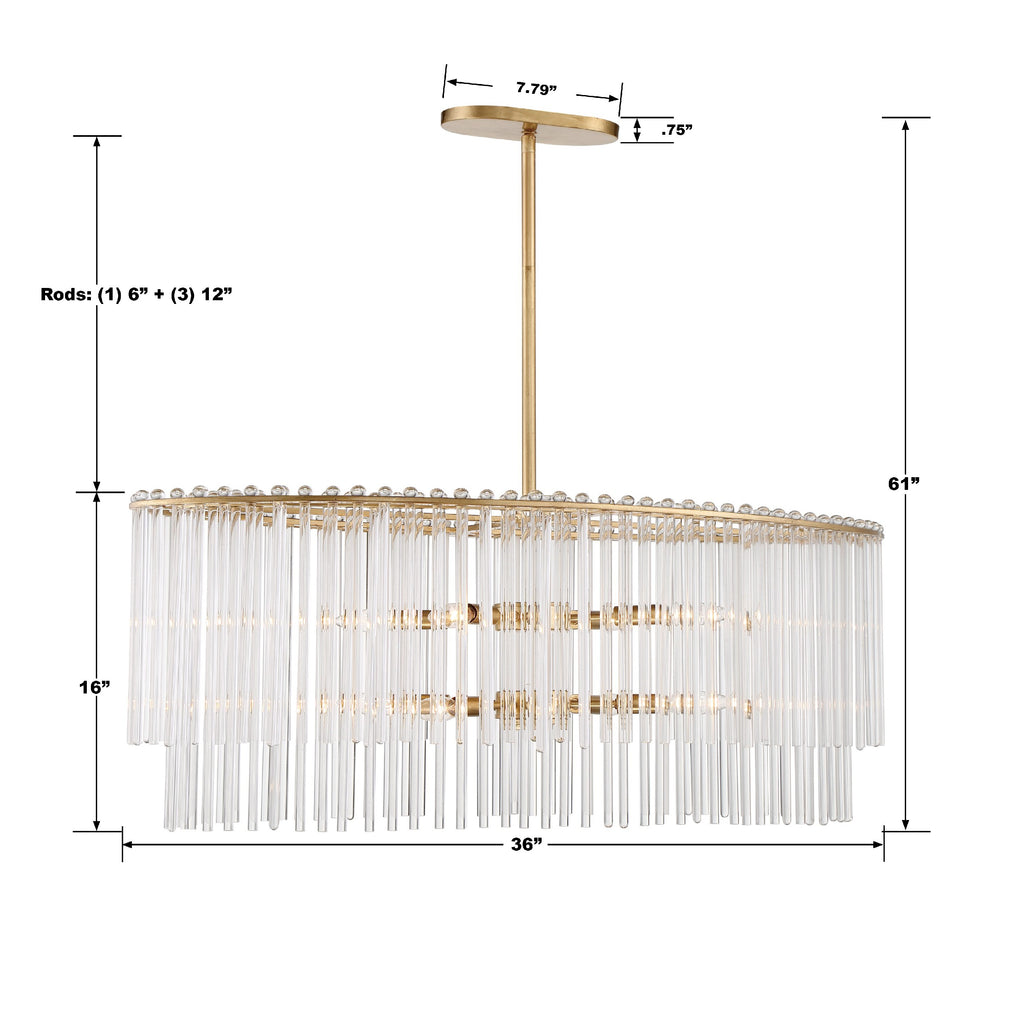 Crystorama Crystorama Bleecker 8 Light Antique Gold Chandelier