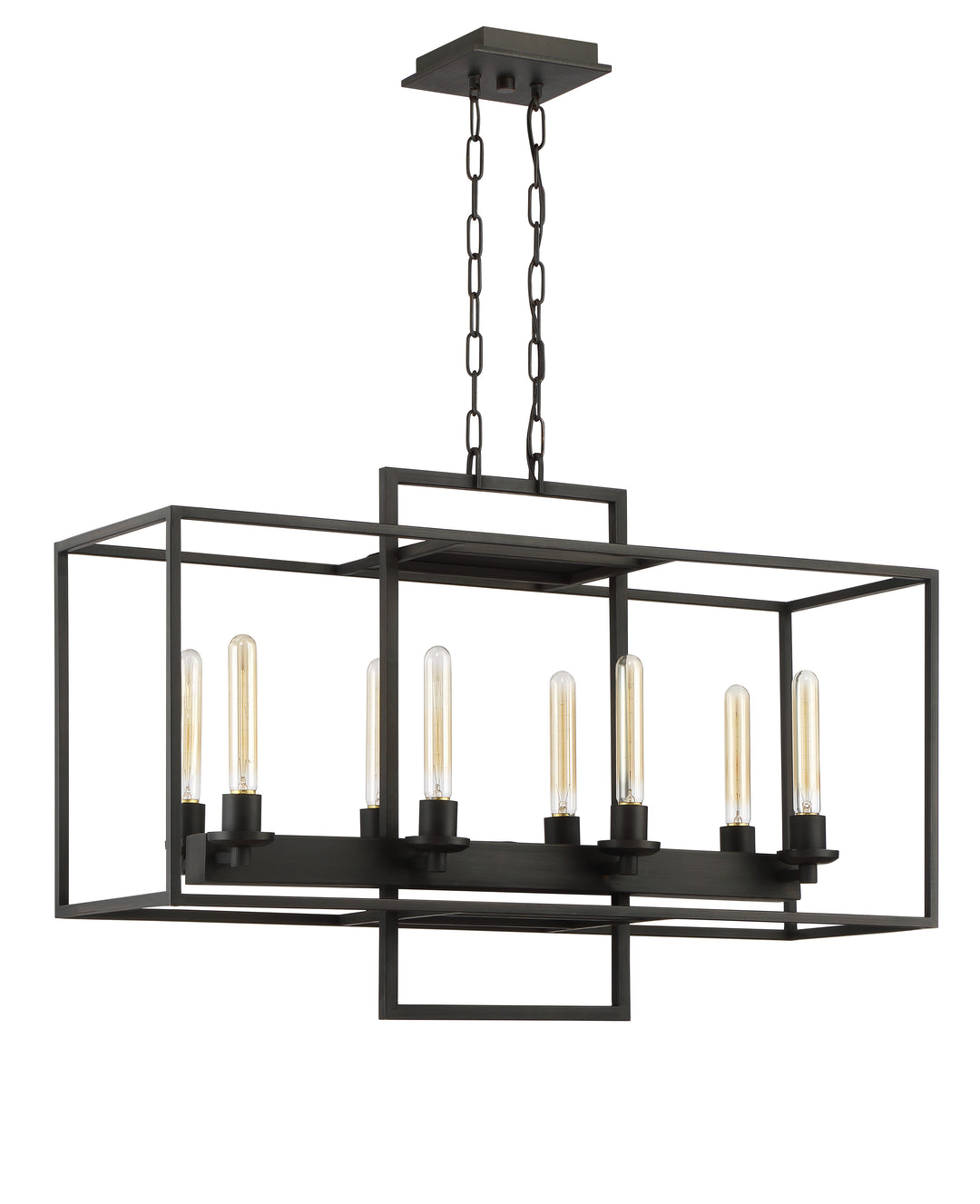 Cubic 8 Light Linear Chandelier in Aged Bronze Brushed CRAFTMADE