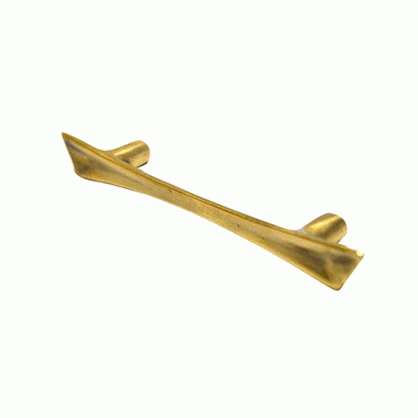 4 1/2 Inch (3 Inch c-c) Pyramid Curve Handle (Polished Brass Finish) COPPER MOUNTAIN HARDWARE