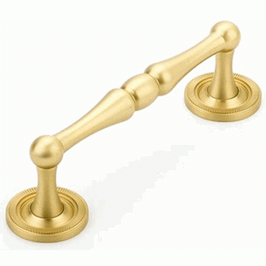 4 1/2 Inch (4 Inch c-c) Atherton Pull (Satin Brass Finish) SCHAUB