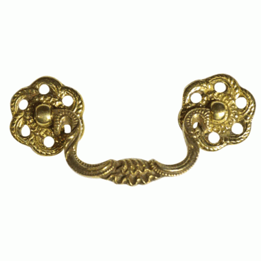 4 1/2 Inch Beaded Victorian Bail Pull with Roped Floral Mount (Polished Brass) COPPER MOUNTAIN HARDWARE