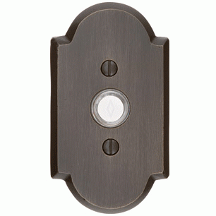 4 1/2 Inch Sandcast Bronze Doorbell Button with Arched Rosette EMTEK