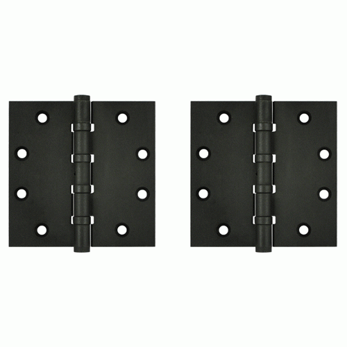 4 1/2 Inch X 4 1/2 Inch Solid Brass Hinge Interchangeable Finials (Square Corner, Bronze Dark Finish) DELTANA