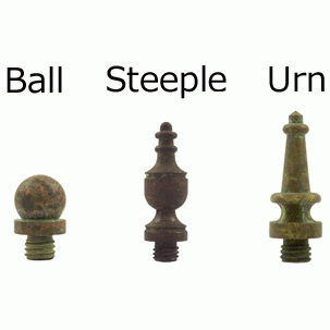 4 1/2 Inch X 4 1/2 Inch Solid Brass Hinge Interchangeable Finials (Square Corner, Rust Finish) DELTANA