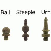 4 1/2 Inch X 4 1/2 Inch Solid Brass Hinge Interchangeable Finials (Square Corner, Rust Finish) DELTANA