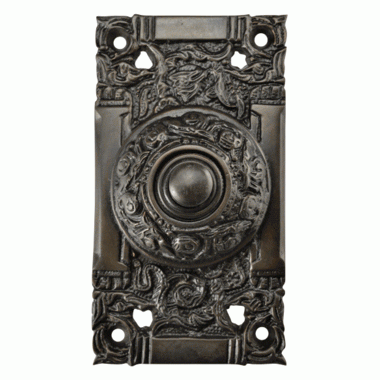 4 1/4 Inch Art Nouveau Solid Brass Doorbell (Oil Rubbed Bronze Finish) COPPER MOUNTAIN HARDWARE