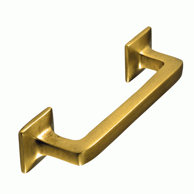 4 1/4 Inch Overall (3.25 Inch c-c) Solid Brass Square Traditional Pull (Antique Brass Finish) COPPER MOUNTAIN HARDWARE