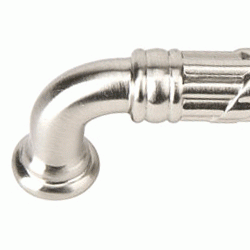 4 1/8 Inch (3 1/2 Inch c-c) Solid Brass Ribbon & Reed Fixed Pull - Estate (Brushed Nickel Finish) EMTEK