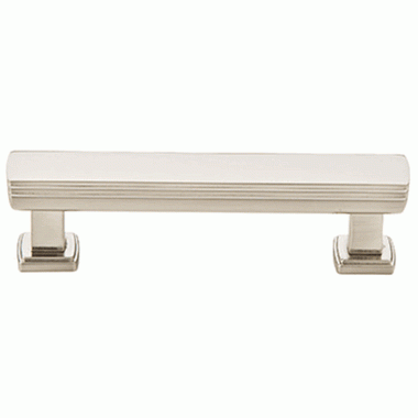 4 3/8 Inch (3 1/2 Inch c-c) Solid Brass Art Deco Pull (Brushed Nickel Finish) EMTEK