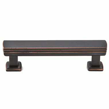 Emtek 4 3/8 Inch (3 1/2 Inch c-c) Solid Brass Art Deco Pull (Oil Rubbed Bronze Finish) EMTEK