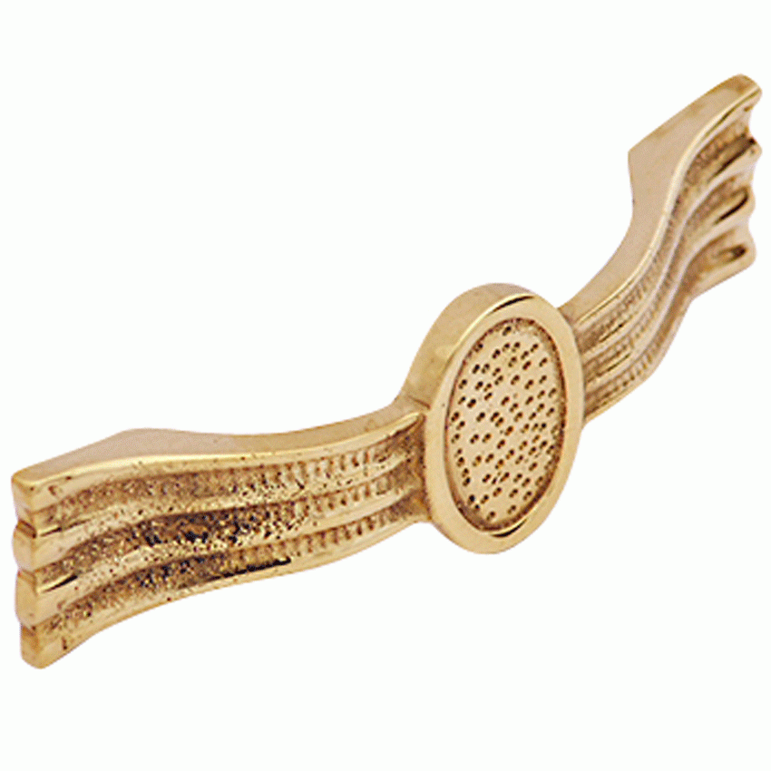 4 3/8 Inch Overall (3 1/4 Inch c-c) Solid Brass Hammered Drawer Pull (Lacquered Brass Finish) COPPER MOUNTAIN HARDWARE