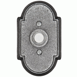 4 3/8 Inch Wrought Steel Doorbell Button with Arched Rosette EMTEK