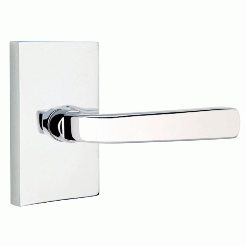 Brass Modern Hardware - Double Dummy Sion Door Lever With Modern Rectangular Rosette in Satin Brass - 5052SIOUS4 - Emtek Hardware EMTEK