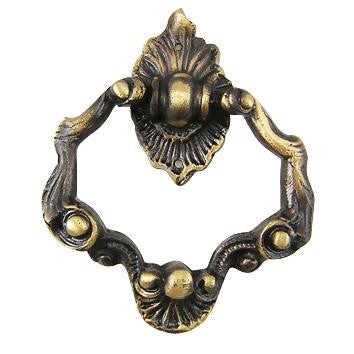 4 Inch Ornate Shell Pattern Ring Pull (Antique Brass Finish) COPPER MOUNTAIN HARDWARE