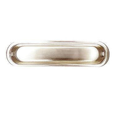 4 Inch Oval Stamped Brass Flush Pull (Brushed Nickel Finish) DELTANA