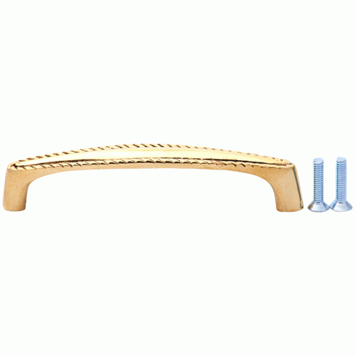 4 Inch Overall (3 3/4 Inch c-c) Solid Brass Georgian Roped Style Pull
