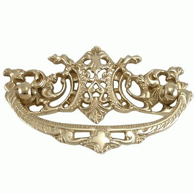 4 Inch Solid Brass Ornate Baroque / Rococo Bail Pull (Polished Brass Finish) COPPER MOUNTAIN HARDWARE