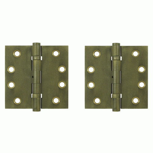 4 Inch X 4 Inch Solid Brass Hinge Interchangeable Finials (Square Corner, Bronze Medium Finish) DELTANA