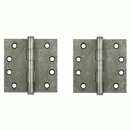 4 Inch X 4 Inch Solid Brass Hinge Interchangeable Finials (Square Corner, White Bronze Medium Finish) DELTANA