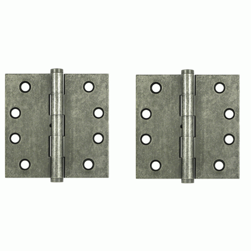 4 Inch X 4 Inch Solid Brass Hinge Interchangeable Finials (Square Corner, White Bronze Medium Finish) DELTANA