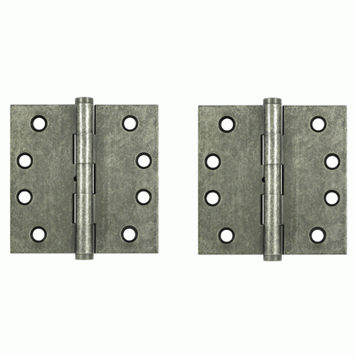 4 Inch X 4 Inch Solid Brass Hinge Interchangeable Finials (Square Corner, White Bronze Medium Finish) DELTANA