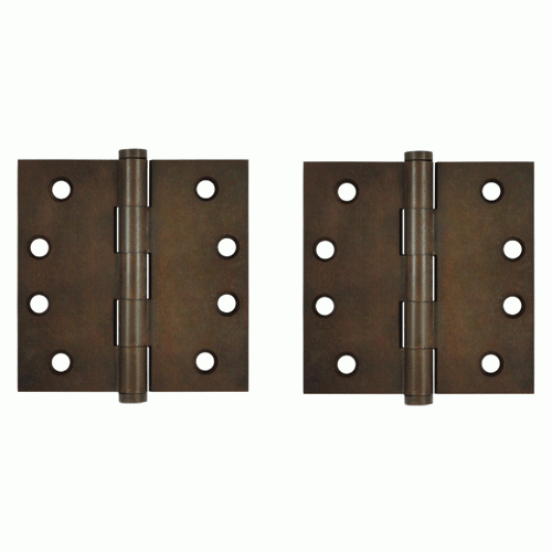 4 X 4 Inch Solid Brass Hinge Interchangeable Finials (Square Corner, Bronze Rust Finish) DELTANA