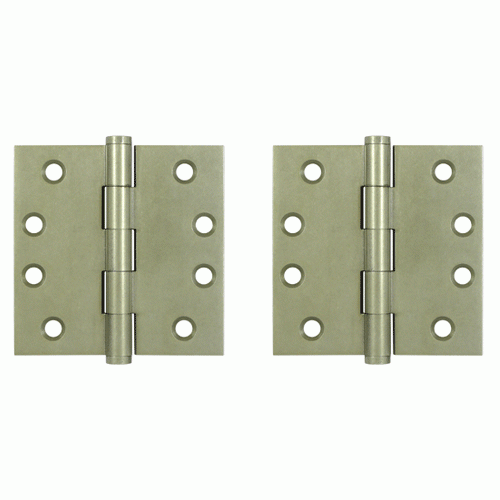 4 X 4 Inch Solid Brass Hinge Interchangeable Finials (Square Corner, White Bronze Light Finish) DELTANA