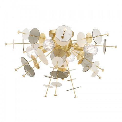 4 Light Satin Brass Ceiling Mount Livex