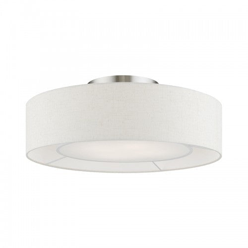 4 Light Brushed Nickel with Shiny White Accents Semi-Flush Livex