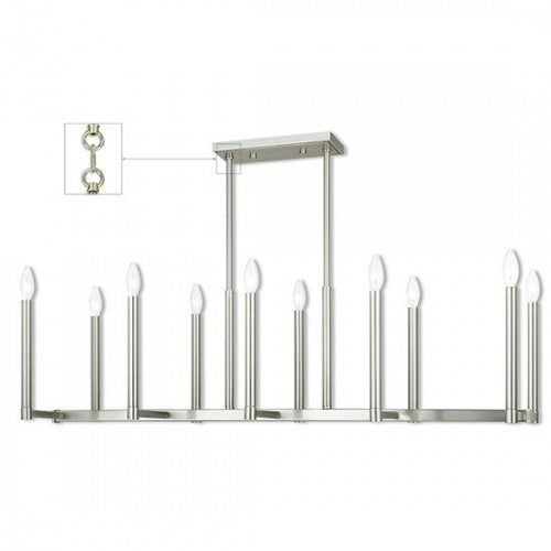 10 Light BN Linear Chandelier Livex