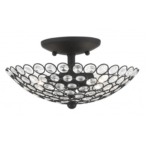 2 Light Black Semi Flush Livex